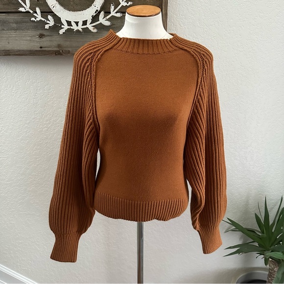 Anthropologie Maeve orange brown cotton blend sweater size‎ M NWT - Picture 1 of 9